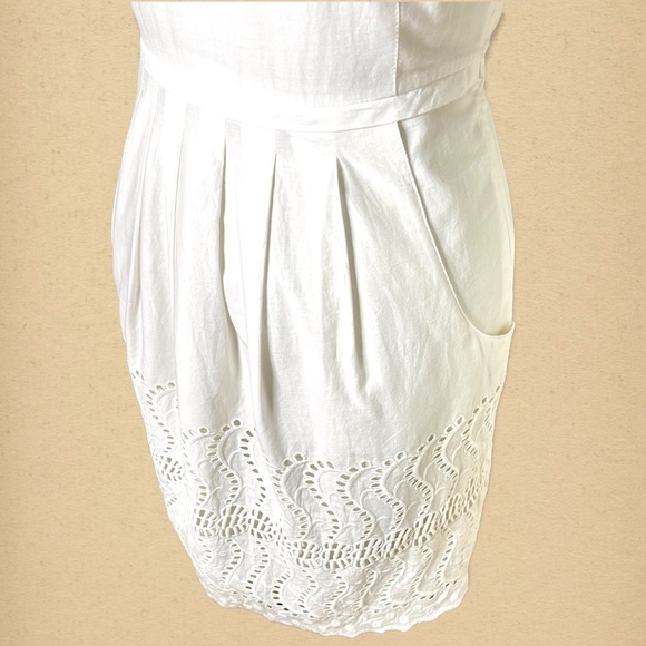 J. Crew White Delaney Eyelet Shift Dress with Pockets 4 Small - Picture 9 of 12